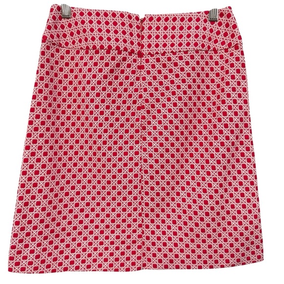 Talbots Petites 2P Red White Geometric A-Line Cotton Skirt - Picture 2 of 6